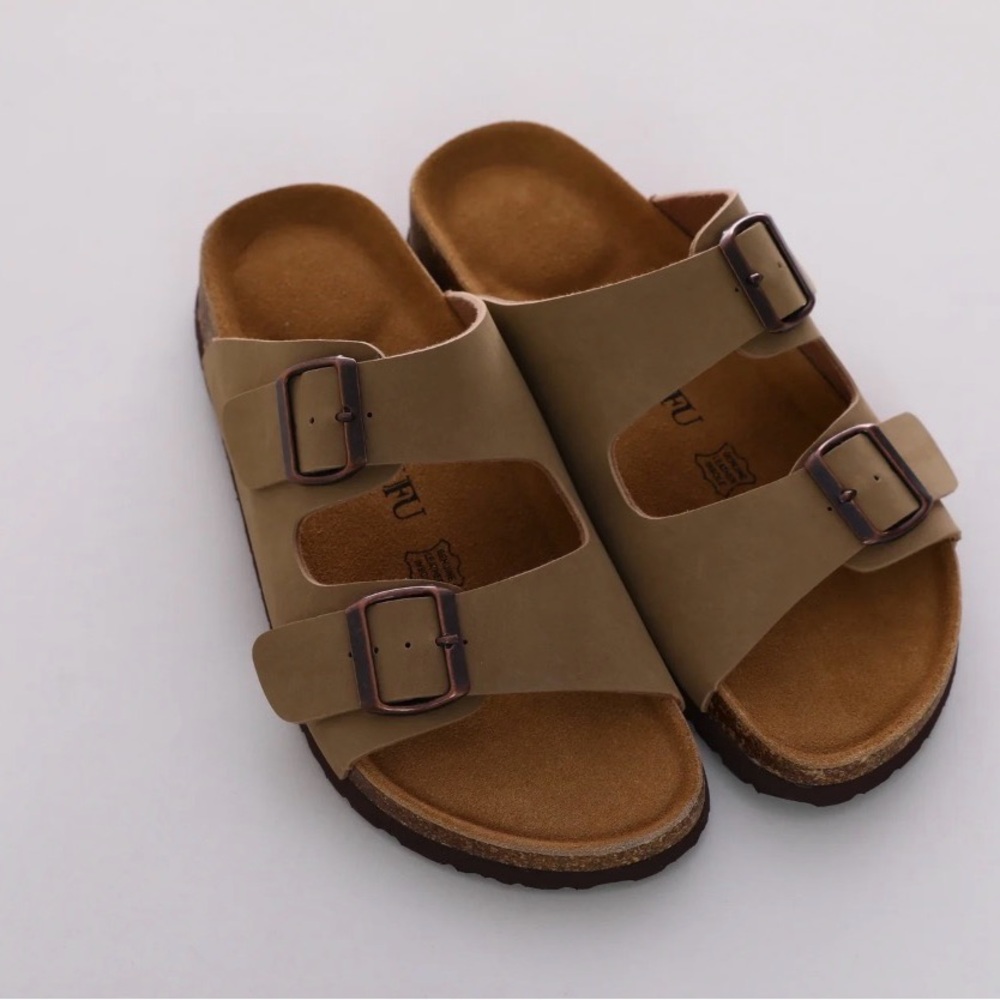 Men’s Size 12 Green Olive Double Strap Cork Sandals Birkenstock Style NWT